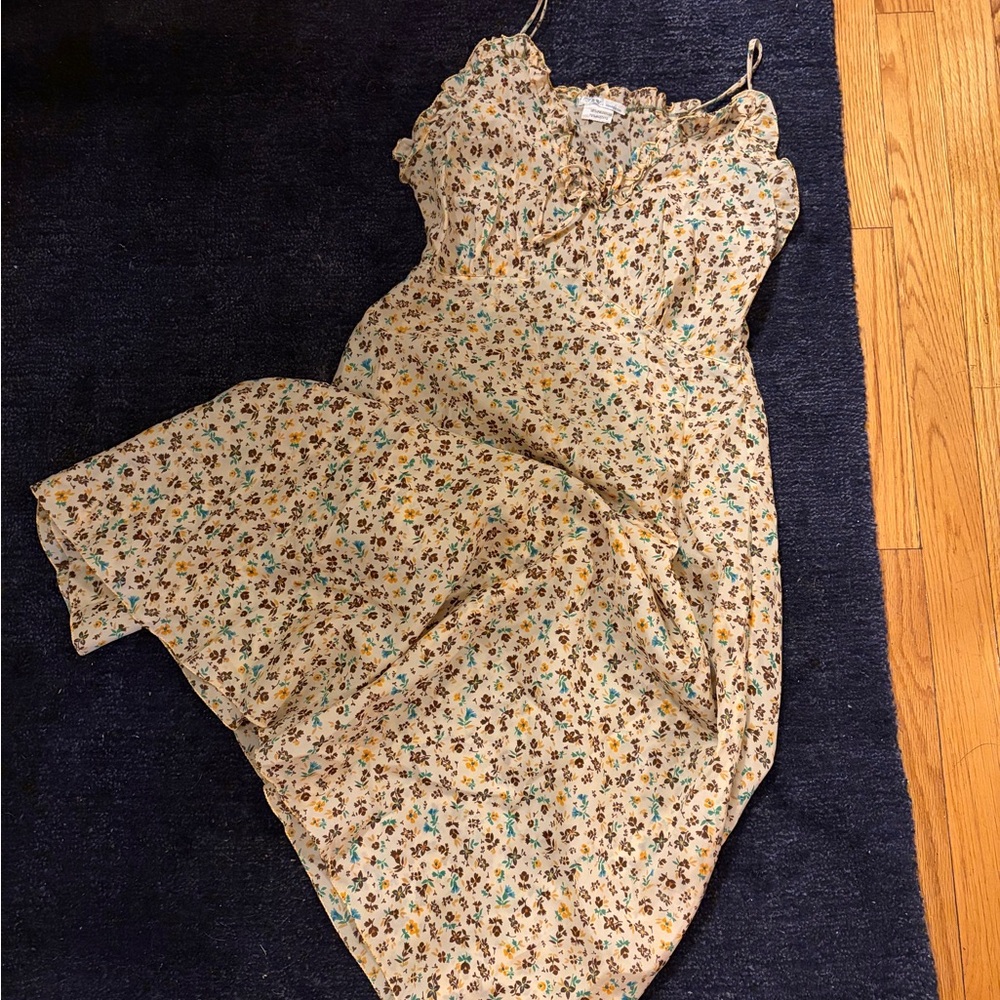 Vintage Floral Spaghetti Strap slip ruffle Dress